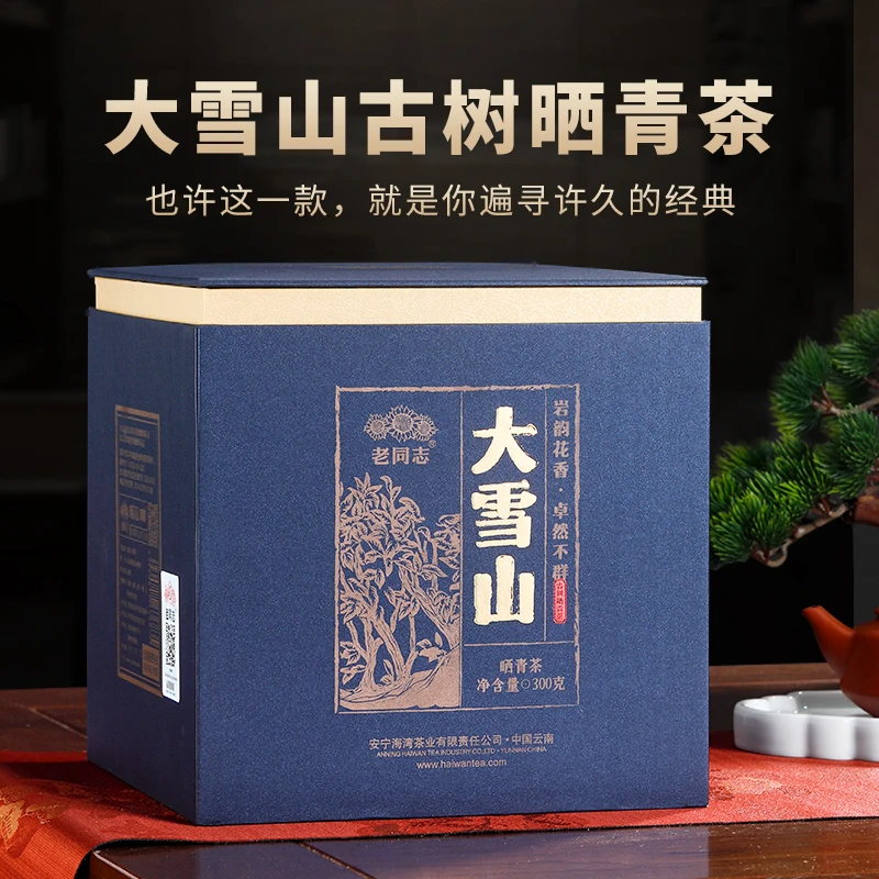 【观一茶堂】观一茶老同志2022年大雪山晒青生茶礼盒装300g晒青茶