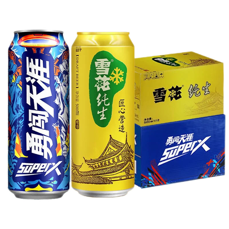 雪花（SNOW）啤酒 超勇+纯生匠心 500ml*24听 组合装