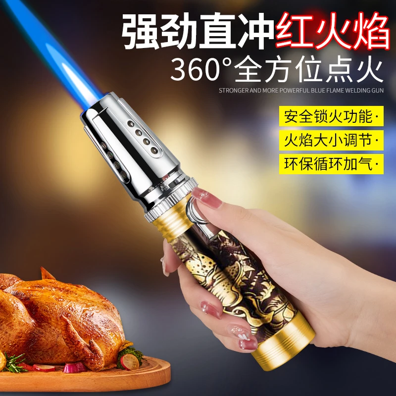 点炮器喷火枪手持烘焙感应点火器迷你点雪茄直冲焊枪打火机防风