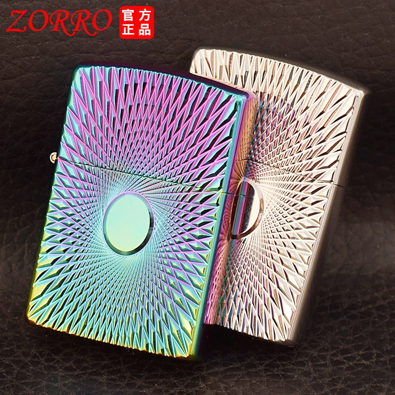 佐罗煤油打火机92089回旋亮铬黄铜外壳白钢内胆老式个性砂轮火机