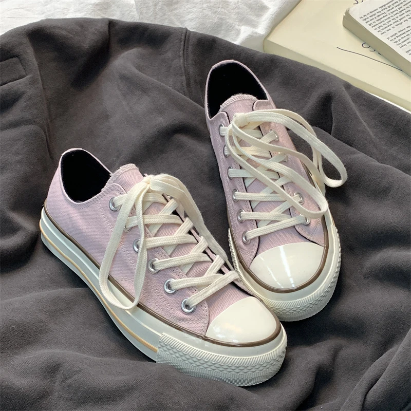 鞋有亿 紫色1970s低帮帆布鞋男款2025新款夏季女鞋厚底鞋子板鞋