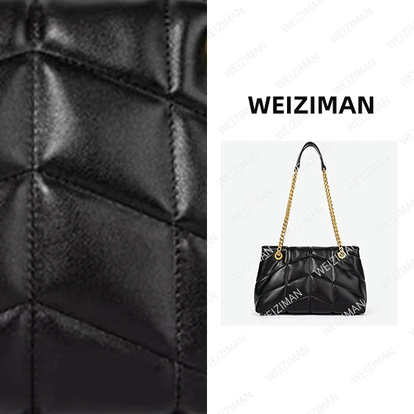 （DXD）现货真皮包包羊皮单肩斜跨包女WZ-杨-云朵-黑金