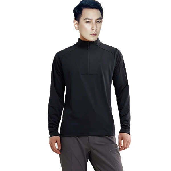 抓绒外套加绒长袖半拉链保暖套头T恤打底衫弹力休闲立领速干衣服