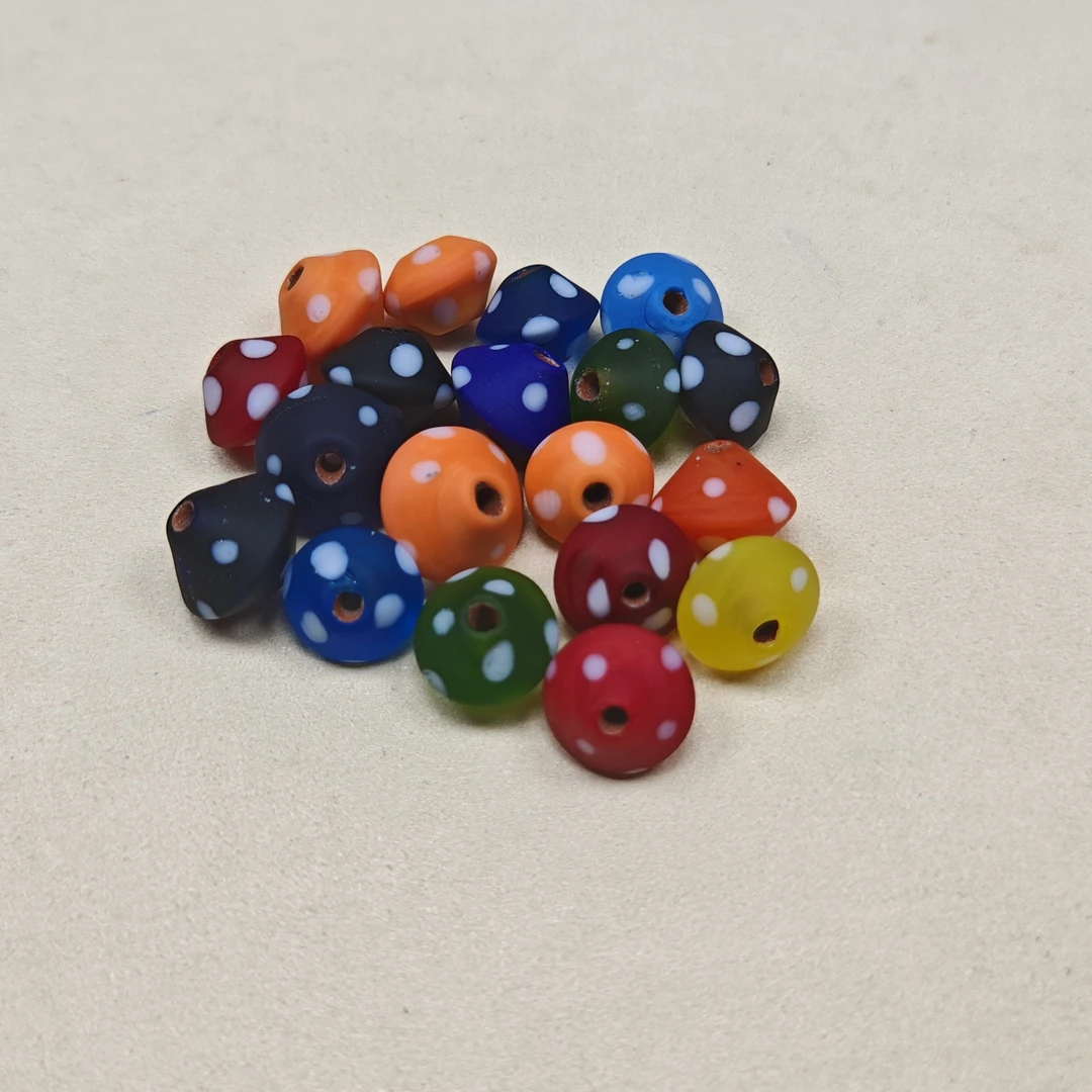 国产琉璃波点飞碟珠（2个一组）（颜色随机发货）（约10mmX15mm）