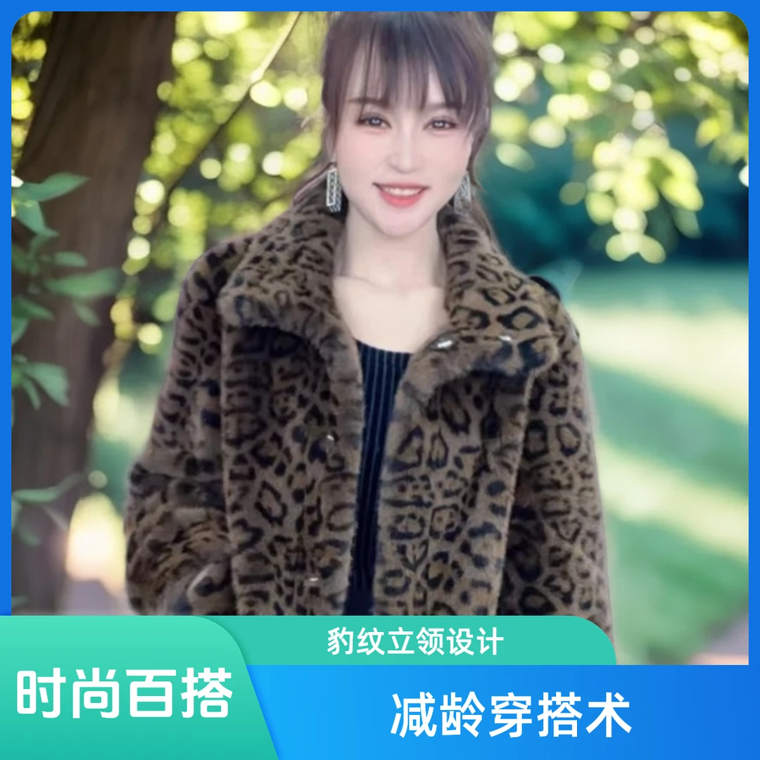 【淼姐专属L3】W 貂绒皮毛一体虎皮纹立领款高级轻奢风女款外套
