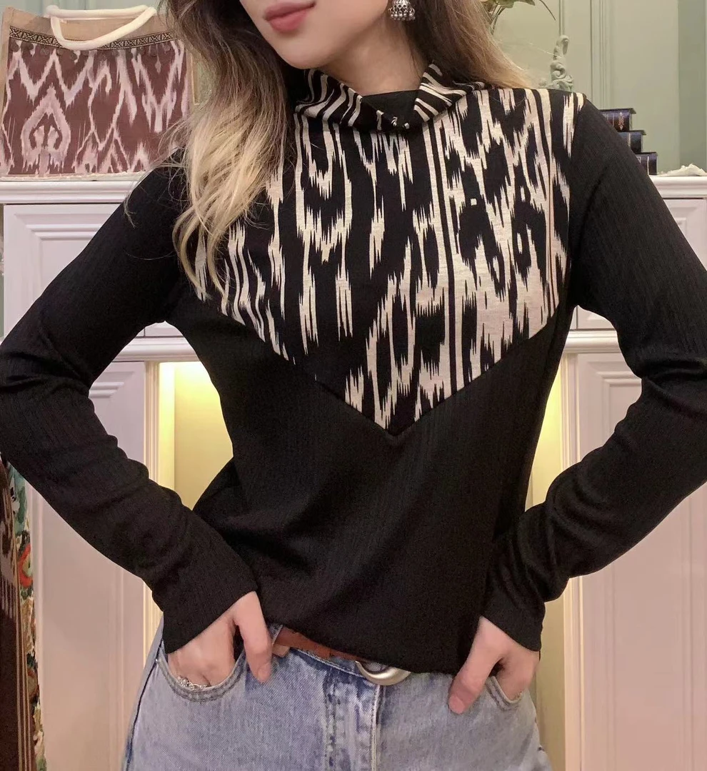 保暖长袖时尚高领艾特莱斯T恤修身型短款显瘦网红背心新潮风秋季