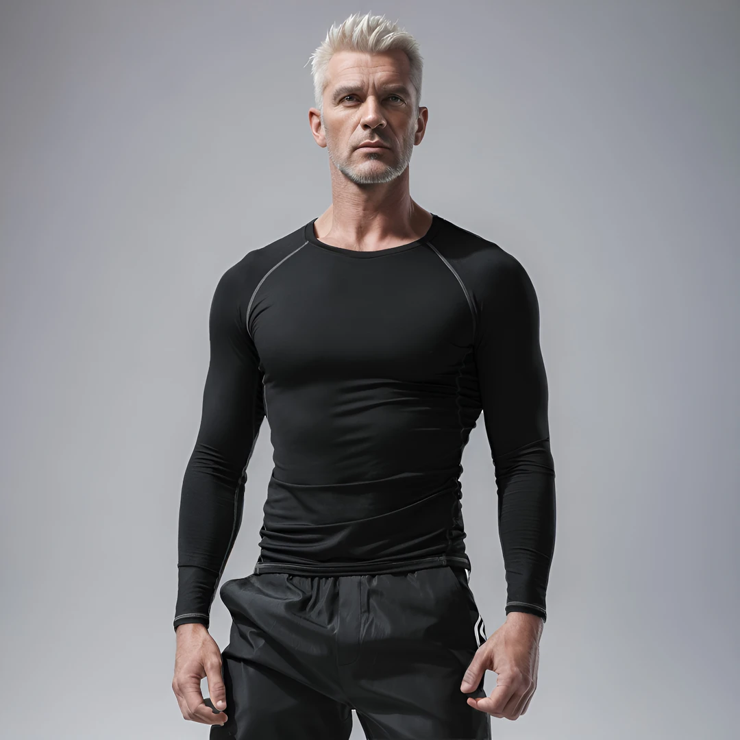 男T恤欧美健将运动健身秋冬高弹男士速干透气弹力紧身跑步男款t恤