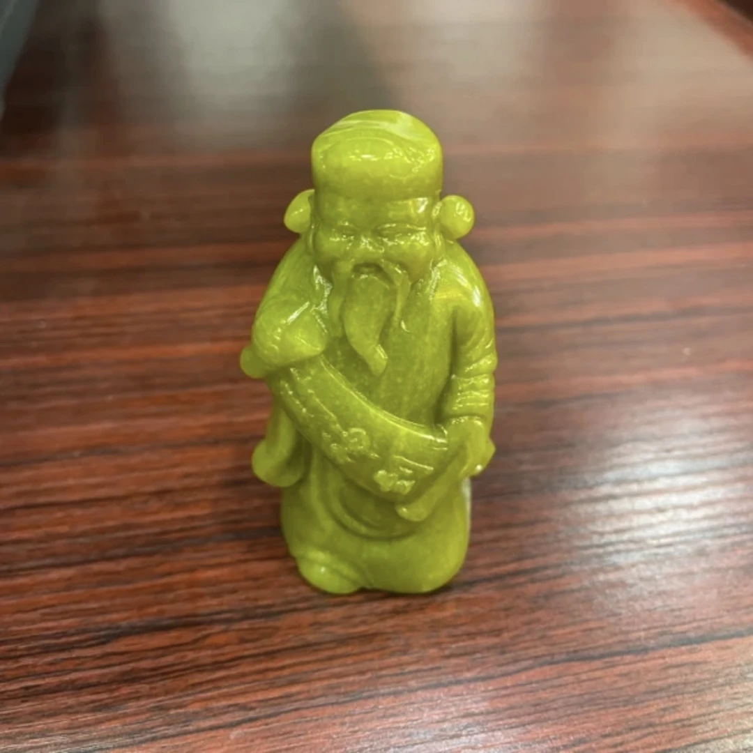 纯天然岫玉黄金玉财神小摆件
