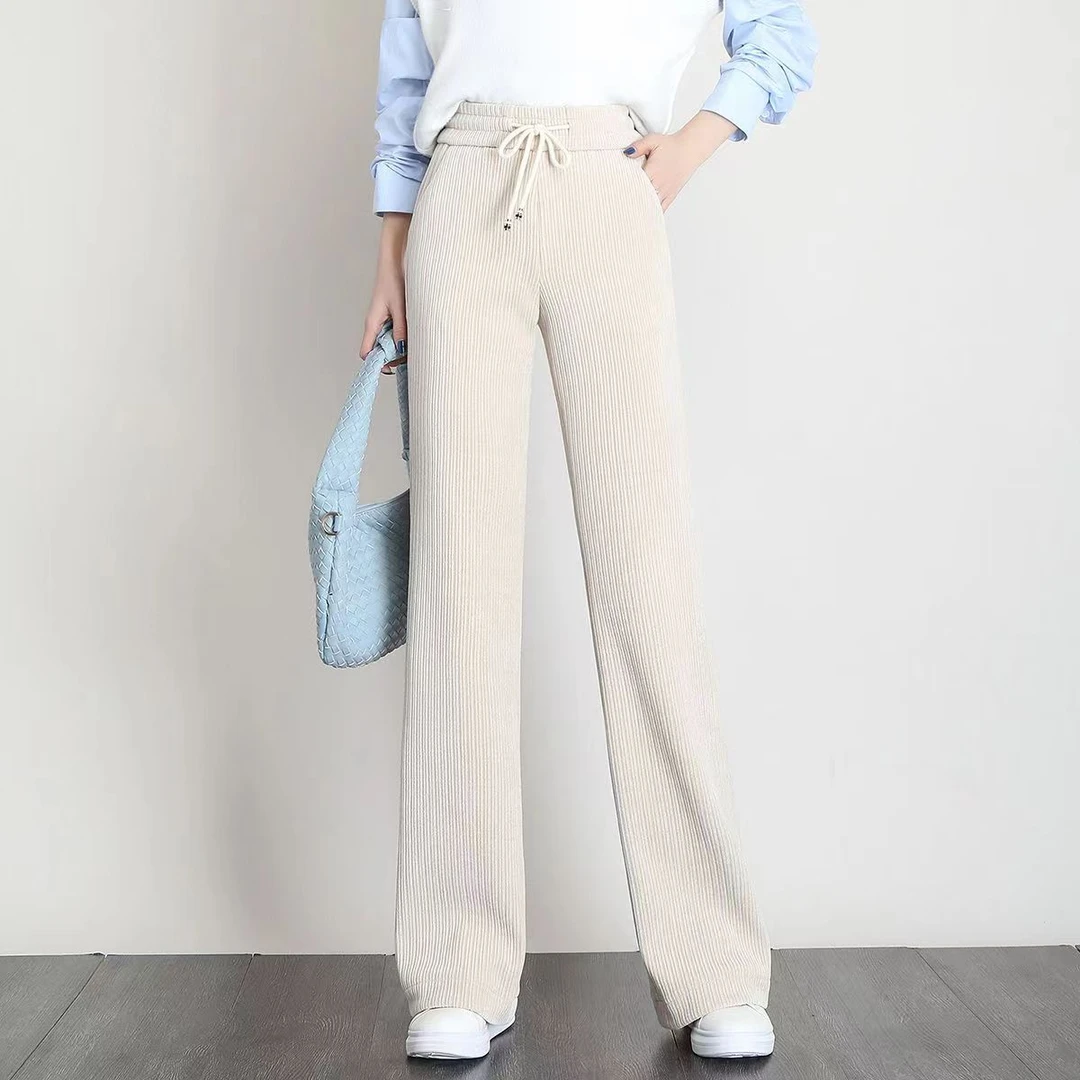 服装图纸阔腿裤女春秋高腰大码宽松显瘦垂感拖地直筒裤纸样（020）