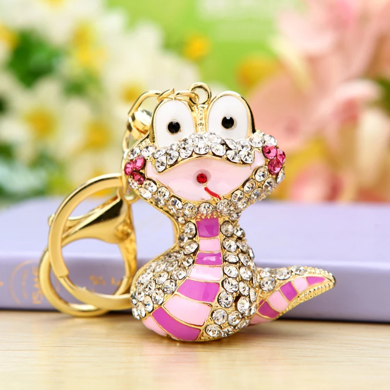 十二生肖小蛇汽车钥匙扣女韩国可爱创意水钻包包挂件钥匙链圈礼品