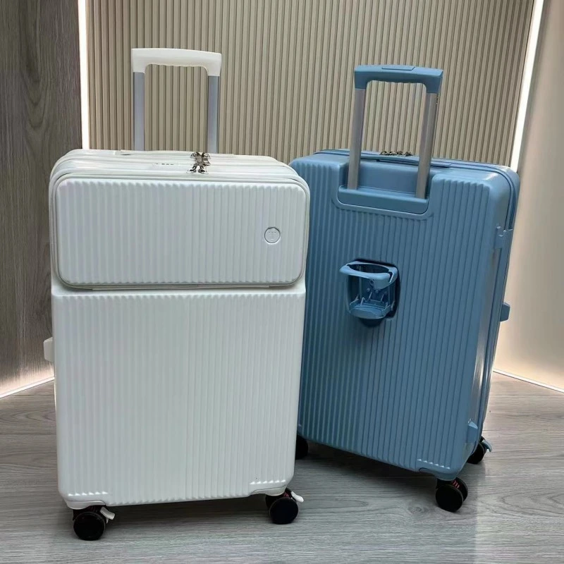 【全新升级】前置开口万向轮网红拉杆箱20寸登机箱杯架旅行箱wh219