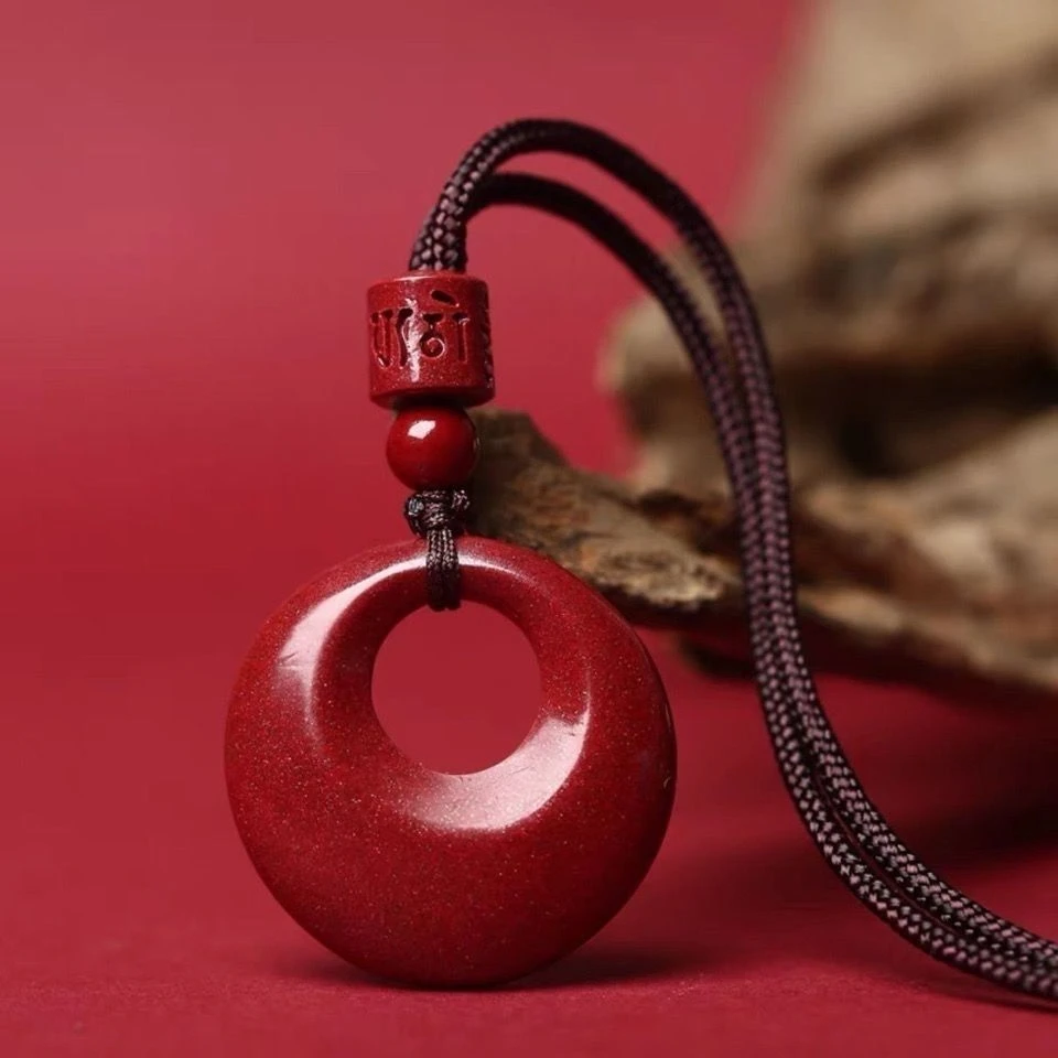 含辰砂工艺品【专柜级别】高含量朱砂紫金砂公主扣吊坠女士项链时