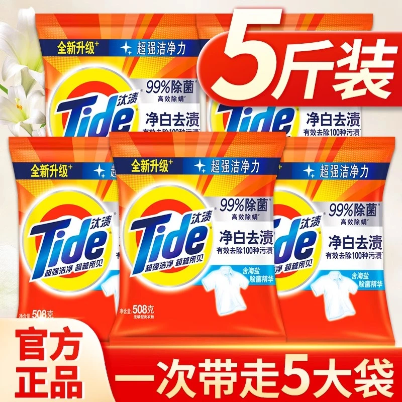 Tide/汰渍净白去渍洗衣粉小袋508g家用除菌除螨无磷清香留香去污