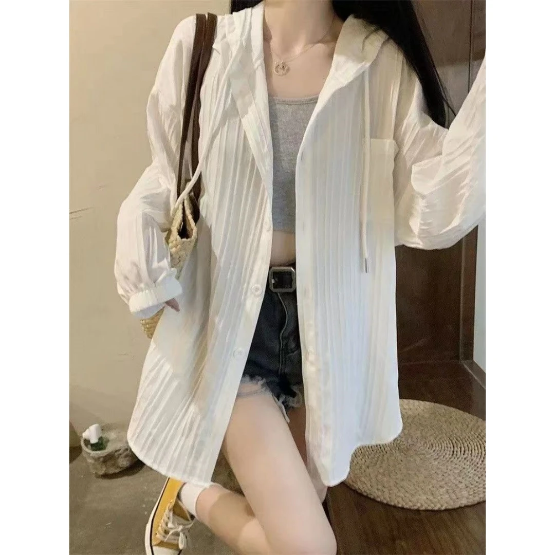 白色小众慵懒风防晒衣薄款外套女2024夏季新款设计感宽松显瘦上衣