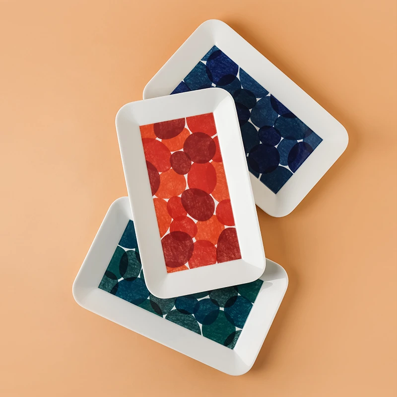 白山陶器鹅卵石系列家用日式陶瓷用餐盘长方盘平盘