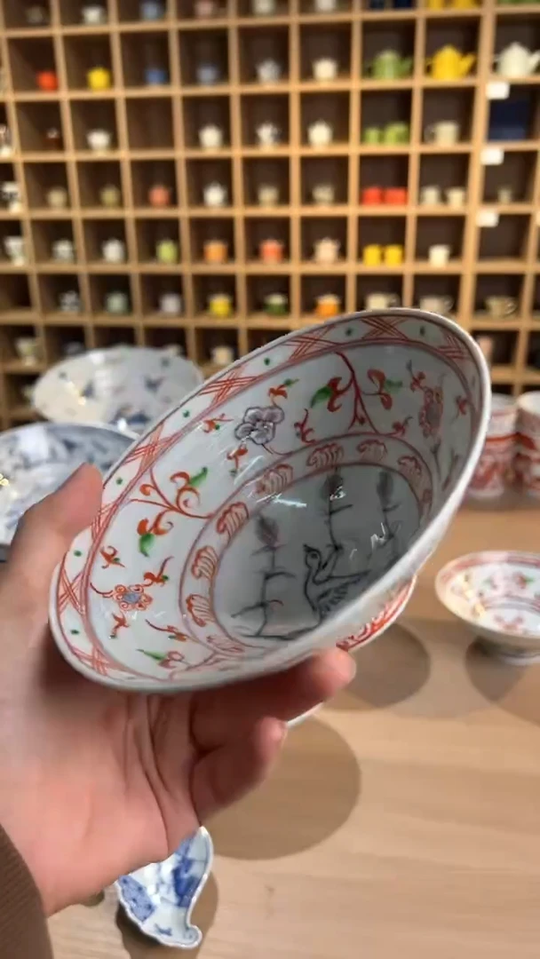 【闪购商品】盘HD-47 安南染錦葦に鳥 平碗(大)