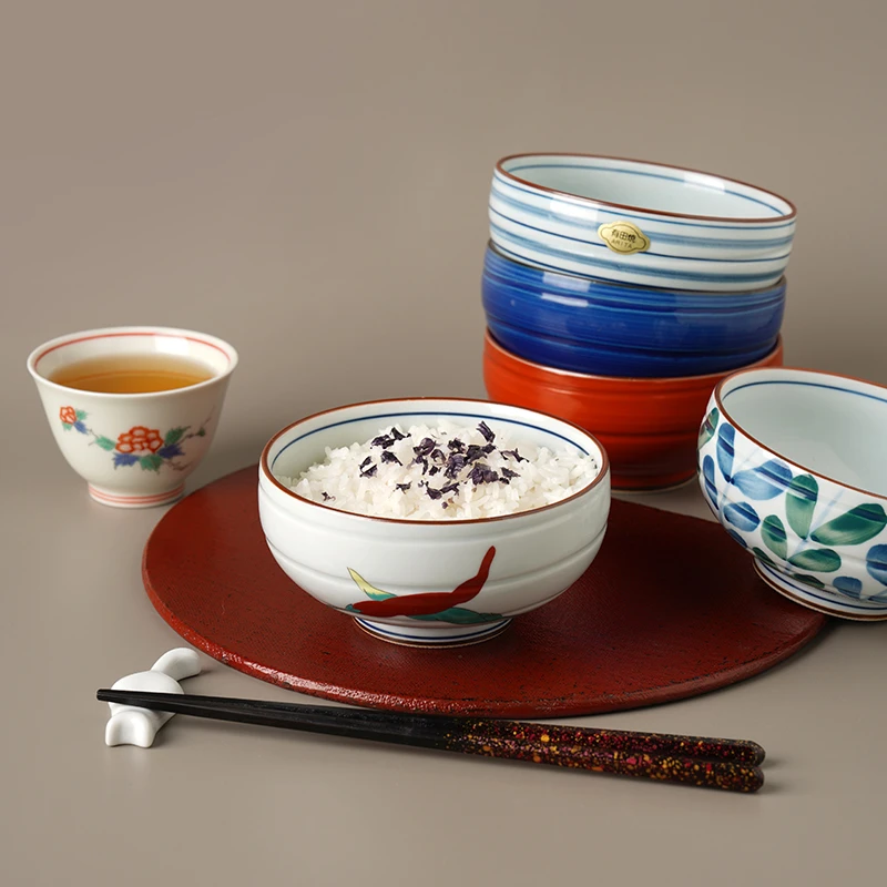HASAMI-YAKI/波佐见烧鹿山绘变日本料理碗钵五件套礼盒陶瓷饭碗