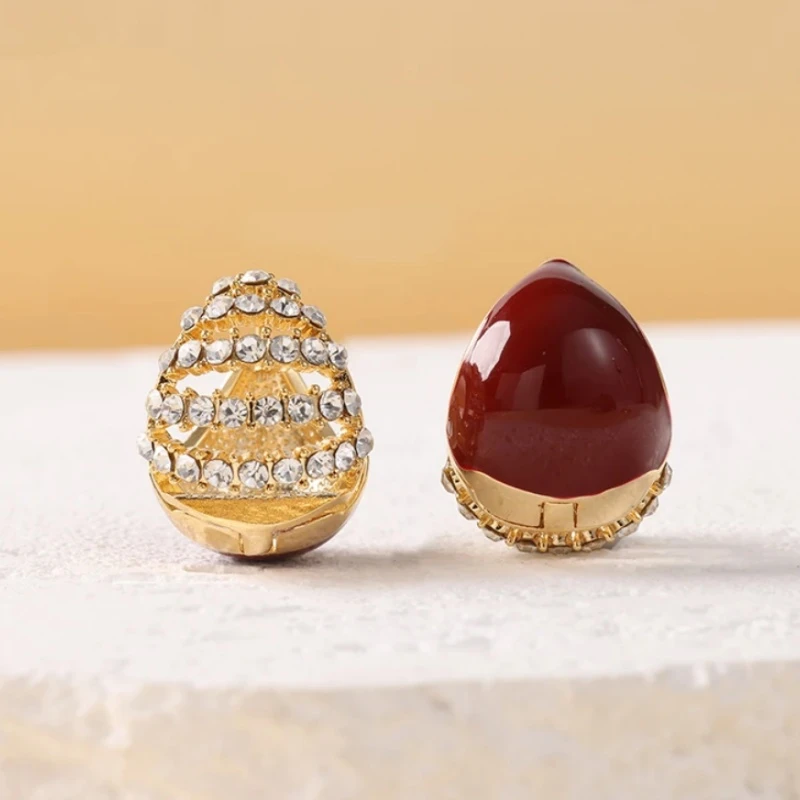 铜合金耳饰 铜合金陶瓷耳饰 2024新款小众设计感镂空耳环精致