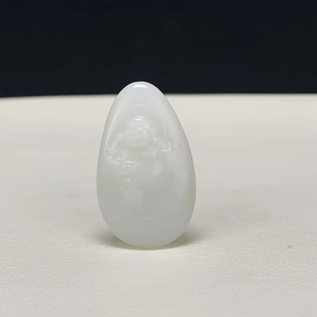 【豫人豫品】 和田玉吊坠羊脂白玉弥勒佛h238