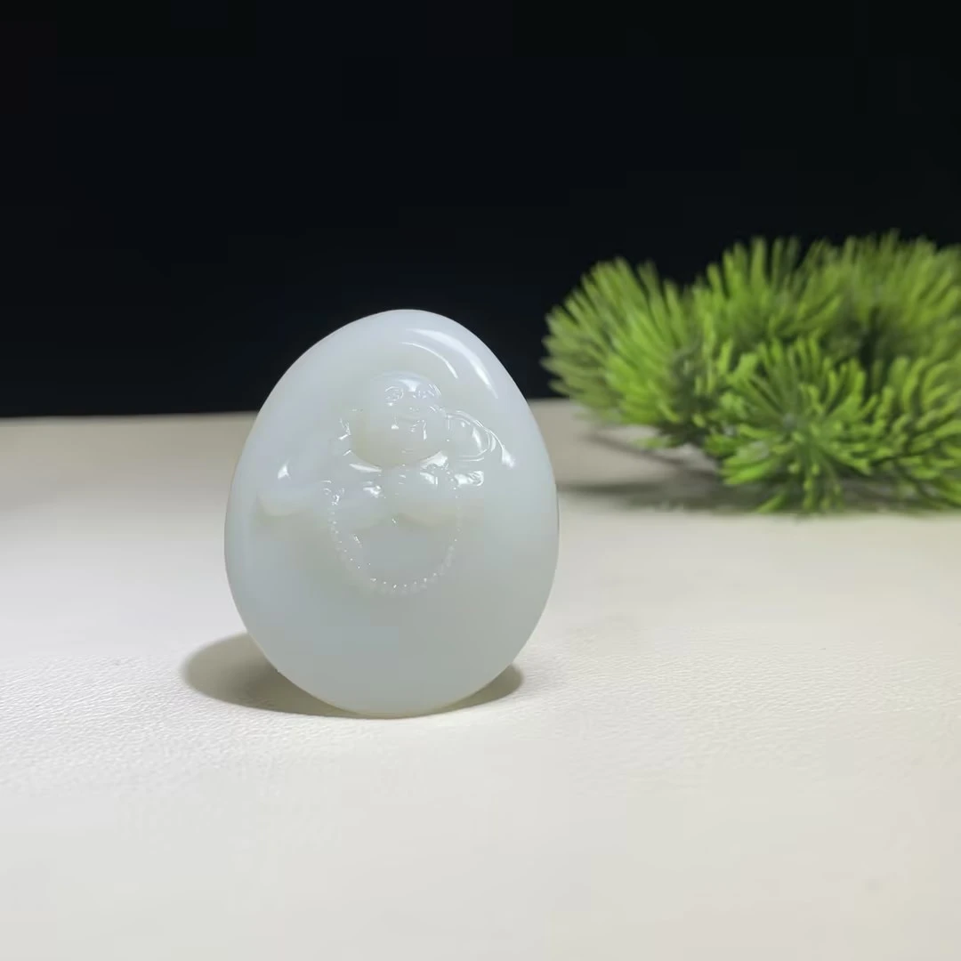 【豫人豫品】和田玉羊脂白玉弥勒佛j2620