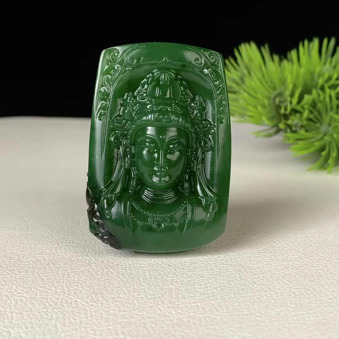 【豫人豫品】和田玉吊坠碧玉观音牌h97