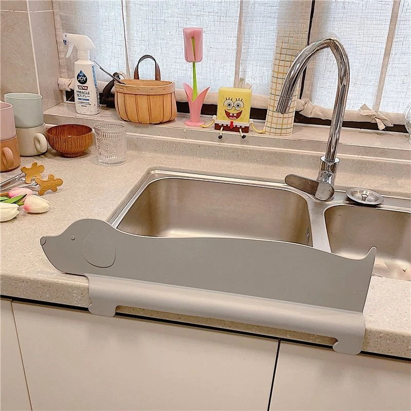 硅胶小奶狗水槽挡水板厨房洗菜盆洗碗水池防溅水板硅胶吸盘式挡水