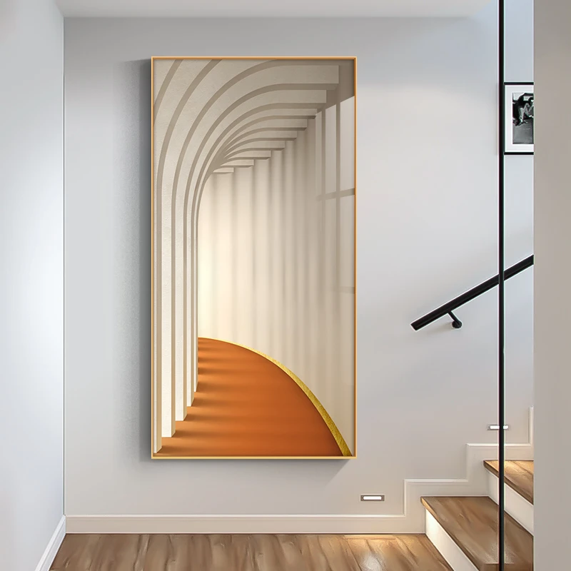 现代简约玄关装饰画空间延伸客厅走廊过道挂画抽象大气晶瓷装饰画