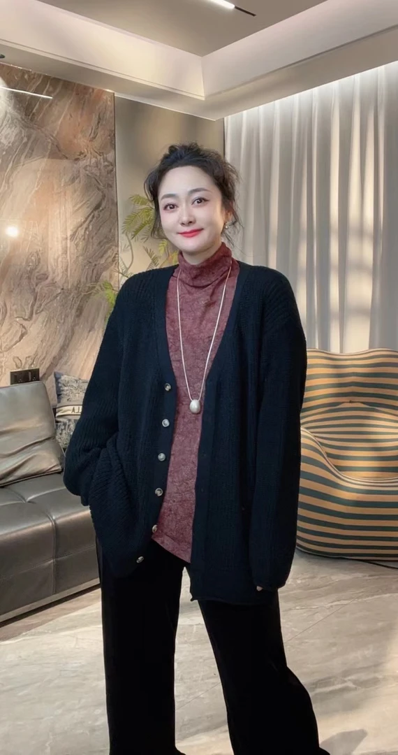 【冲姐】镂空设计大码女装针织衫毛衣春季新款显瘦宽松慵懒风毛衣女