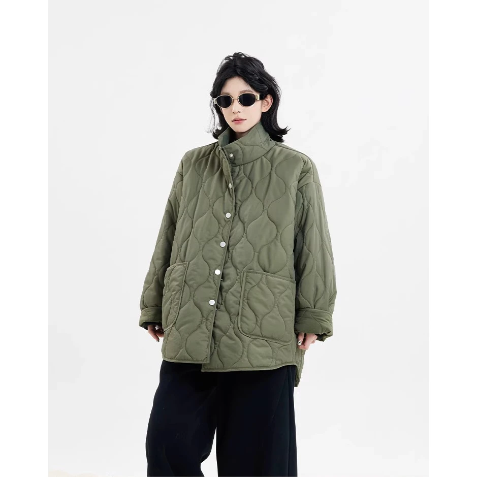 VUMP立领长袖加厚保暖棉服外套女秋冬新款韩系设计感宽松棉袄上衣