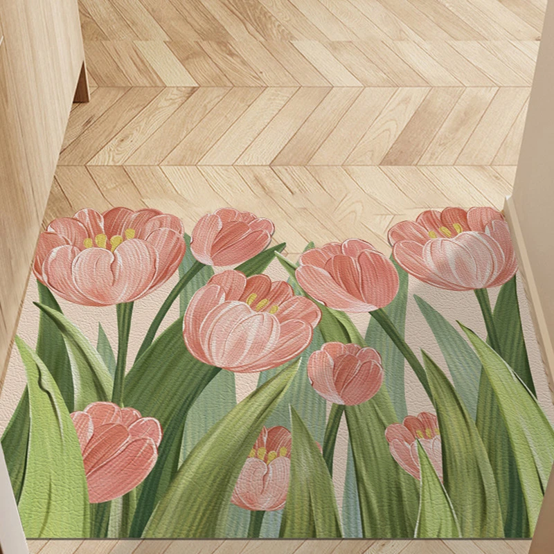 郁金香入户门地垫pvc可擦免洗可裁剪门垫进门门口脚垫子皮革地毯