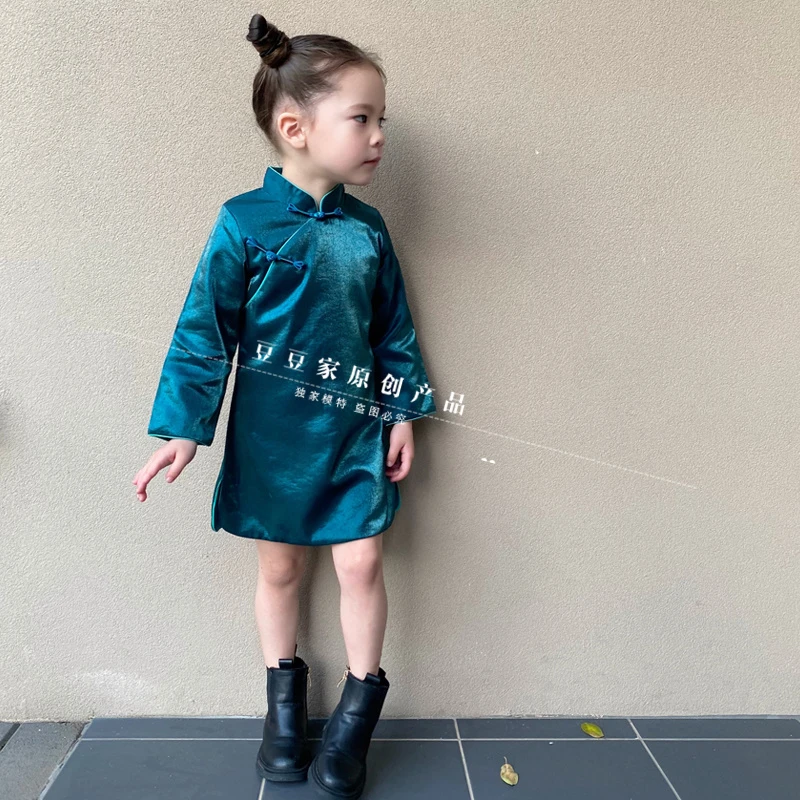 豆豆家原创儿童旗袍2025秋季小女孩复古旗袍女童中国风唐装旗袍裙