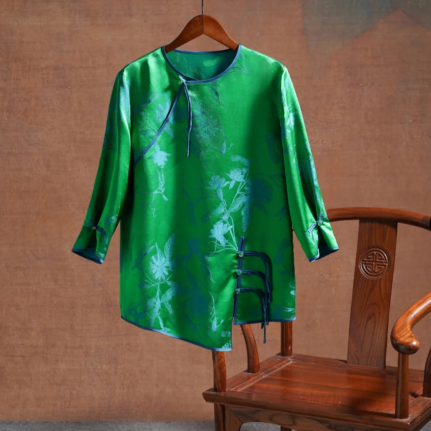 锦丝院【绿野仙踪】国风中式绿色复古圆领款21807