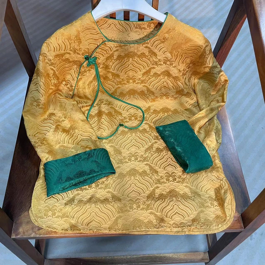 锦丝院【微瑕叶初】新中式新款时尚百搭金乌上衣6526935