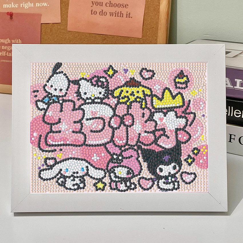 玉桂狗库洛米生日快乐手工钻石画DIY贴画相框送男女朋友生日礼物