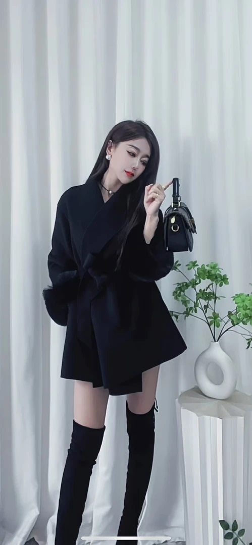【云创】· 杨子·秋冬宽松版百搭中长款双面呢大衣韩版气质羊毛大衣