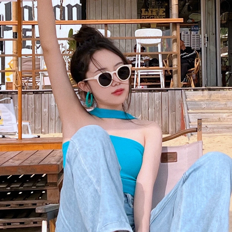 韩版白色小圆框复古ins偏光墨镜女潮小脸春夏防晒凹造型太阳镜男