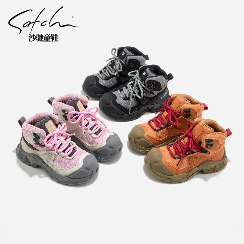 【保暖系列】沙驰童鞋加绒运动鞋高帮防滑冬季二棉跑步童鞋24737