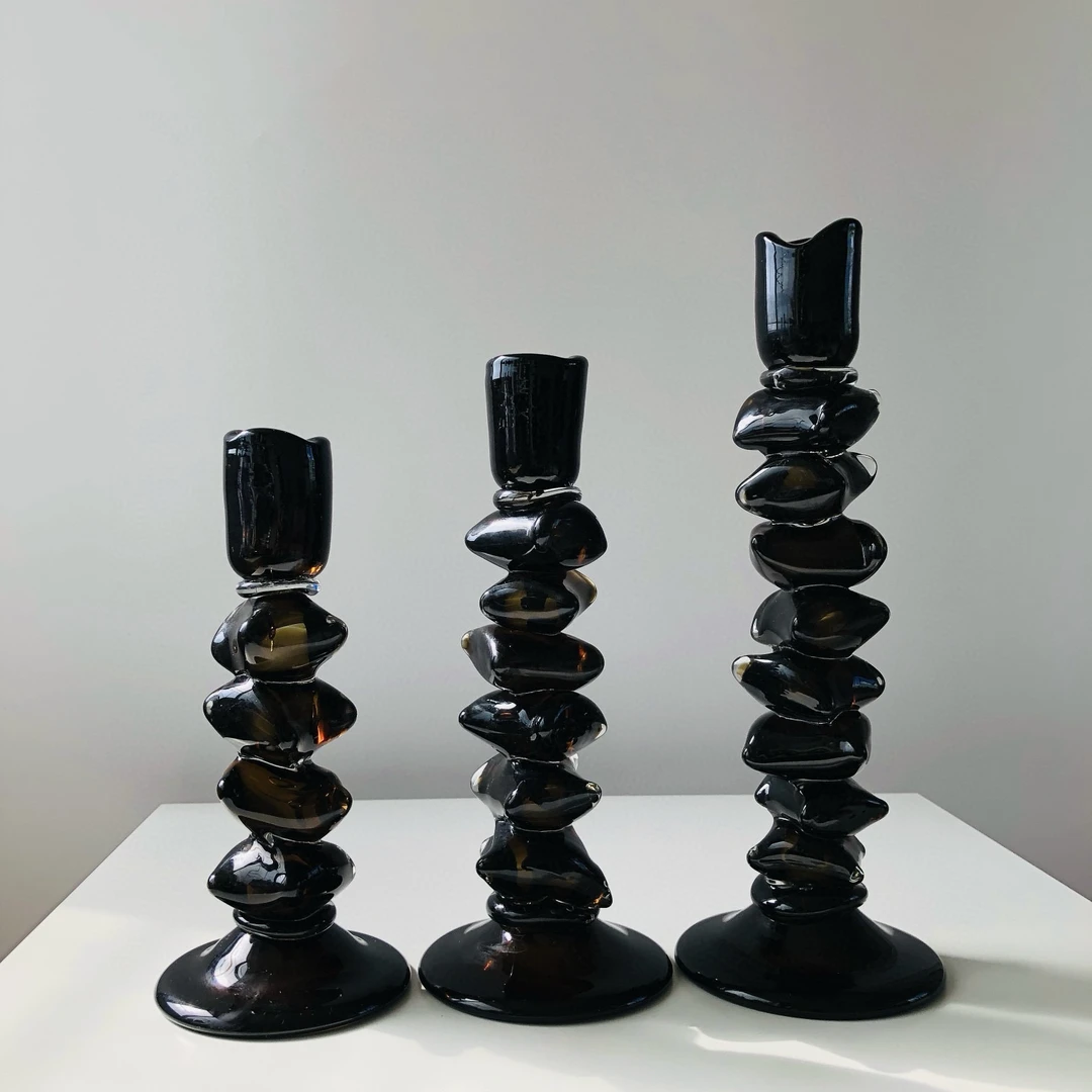 出口北欧高级深琥珀色水晶烛台