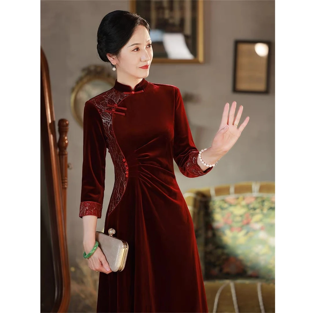 【鸾凤和鸣】衣长118新秋款高档气质显瘦宴席喜事中式立领改良旗袍