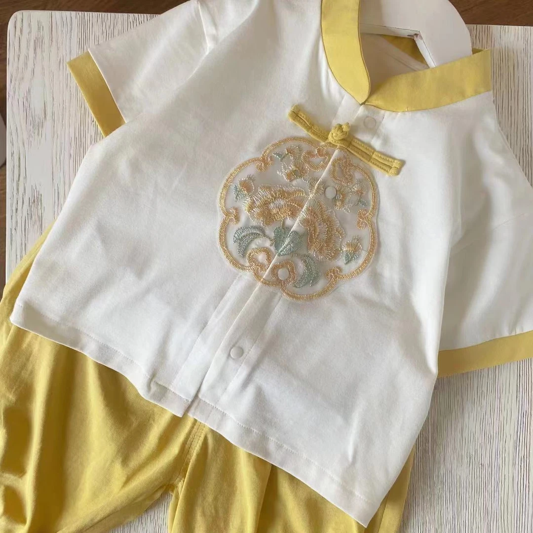 705国风元素时尚外穿套装100%棉  儿童夏季套装