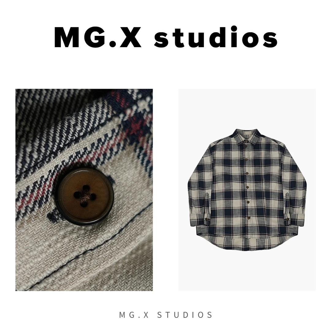 【西西里 】MGX新款复古简约宽松百搭格纹时尚衬衫女休闲上衣