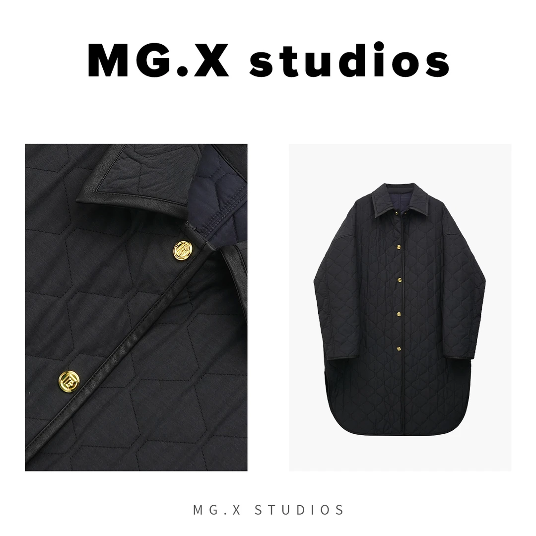 【空青】MGX新款宽松设计感中长款休闲棉服上衣女百搭简约外套