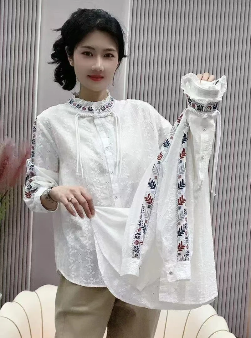 新国风刺绣盘扣衬衫