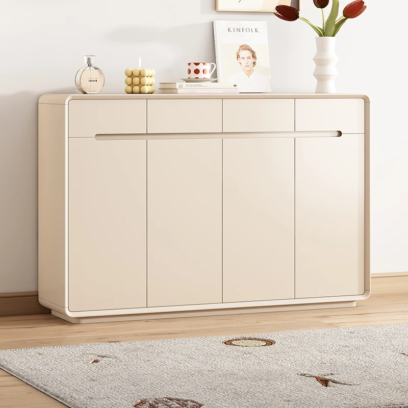 鞋柜家用门口入户一体靠墙玄关隔断储物柜大容量奶油风2025新款