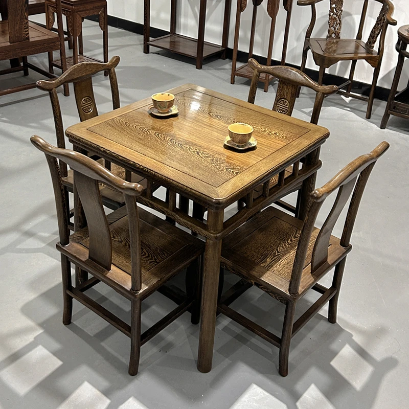 鸡翅木小方桌正方形新中式实木四方打牌桌红木餐桌家用小户型饭桌