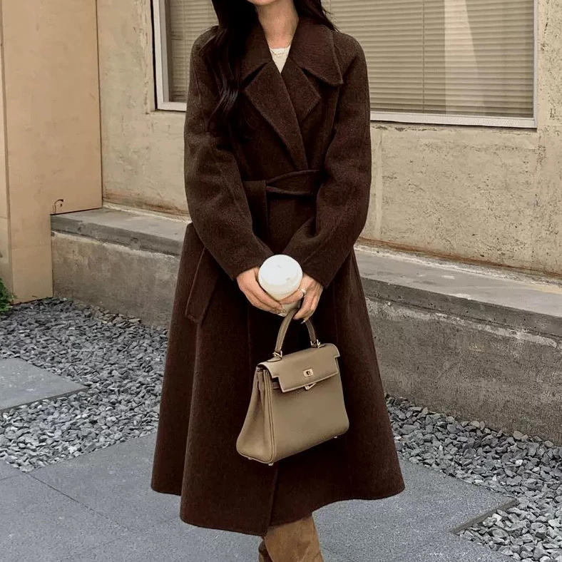 2025秋冬新款双面羊毛韩系大衣轻奢高级感宽松显瘦爆款时尚外套女