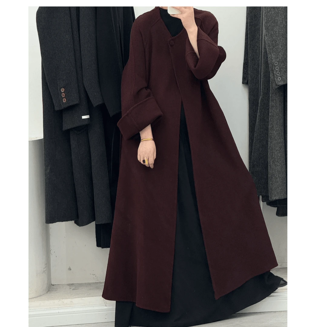 2025秋冬新款网红绵羊毛大衣气质轻奢时尚休闲百搭阔版韩系外套女