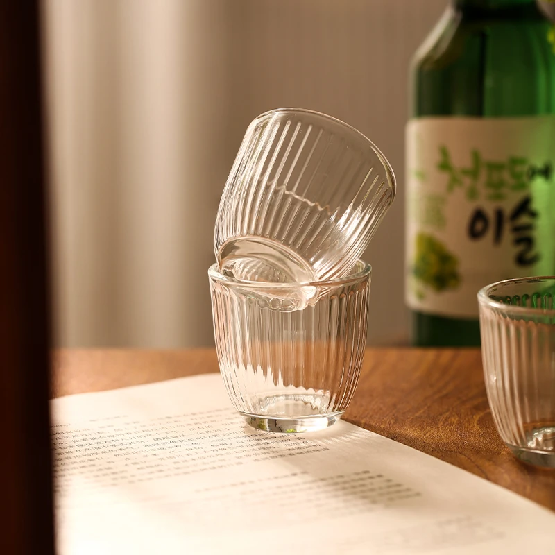 美芙兰创意日式玻璃酒杯竖纹烧酒杯高颜值小酒杯透明