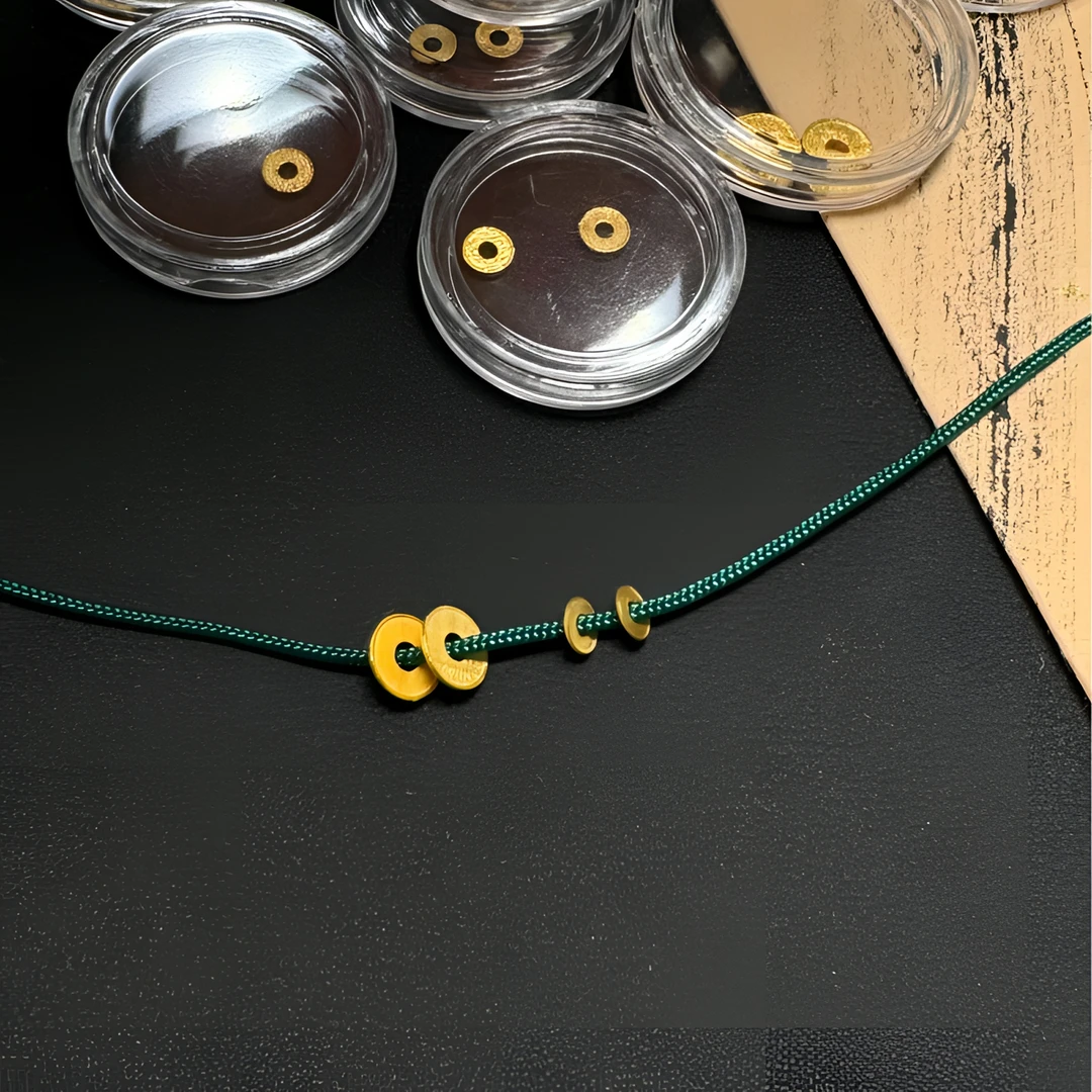 18K金隔片4mm一对带钢印纯福利包邮文玩配串归圆必备