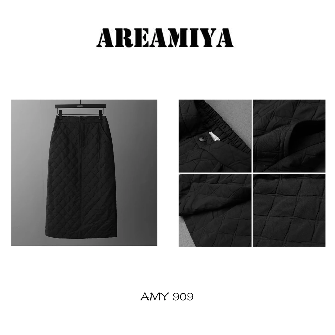 鑫燃KiKi【菱格棉裙】高级感高腰菱形格子夹棉半身裙AMY909